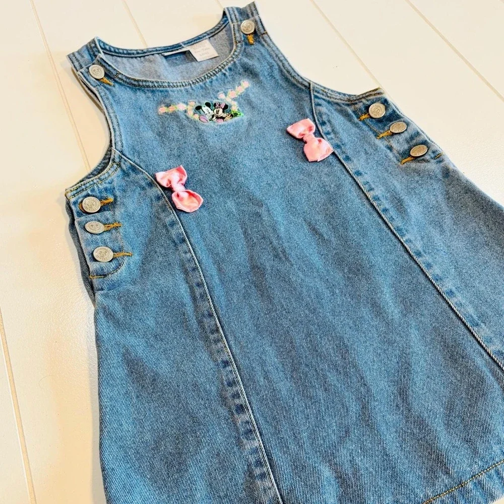 Vintage‎ Mickey & Co Floral Embroidered Denim Dress, Size 6X